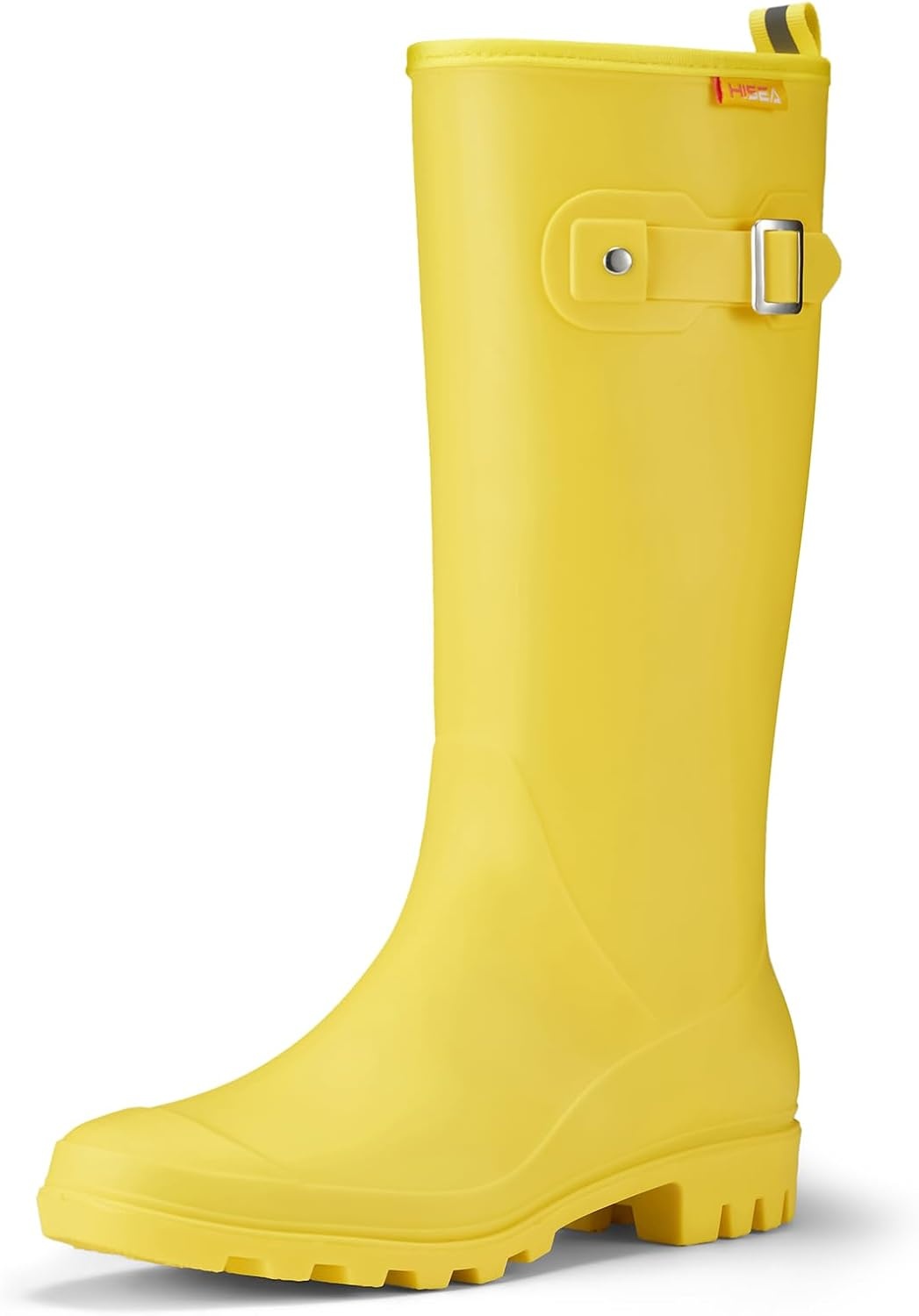 image:imageHISEA Women Rain Boots Slim Calf Fashion Waterproof PVC Rubber Boot Tall Rainboots Matte Surface Womens Rain Footwear for Ladies Outdoor Work WalkingYellowslim Calf