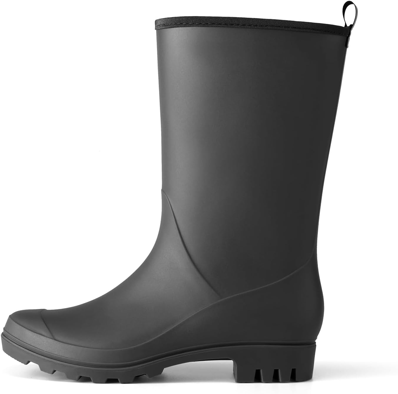 image:imageHISEA Women Rubber Boots Wide Calf Rain Boots Matte Surface Waterproof PVC Rubber Rain Boot Mid Height Rain Shoes for Outdoor Gardening Work WalkingBlack