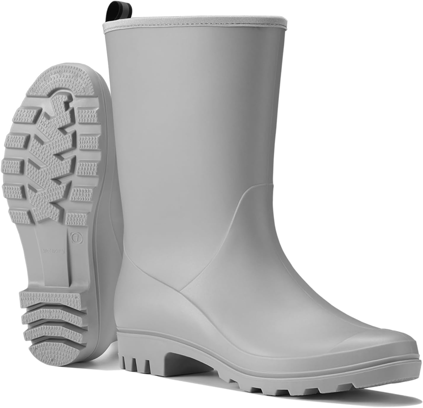 image:imageHISEA Women Rubber Boots Wide Calf Rain Boots Matte Surface Waterproof PVC Rubber Rain Boot Mid Height Rain Shoes for Outdoor Gardening Work WalkingGrey
