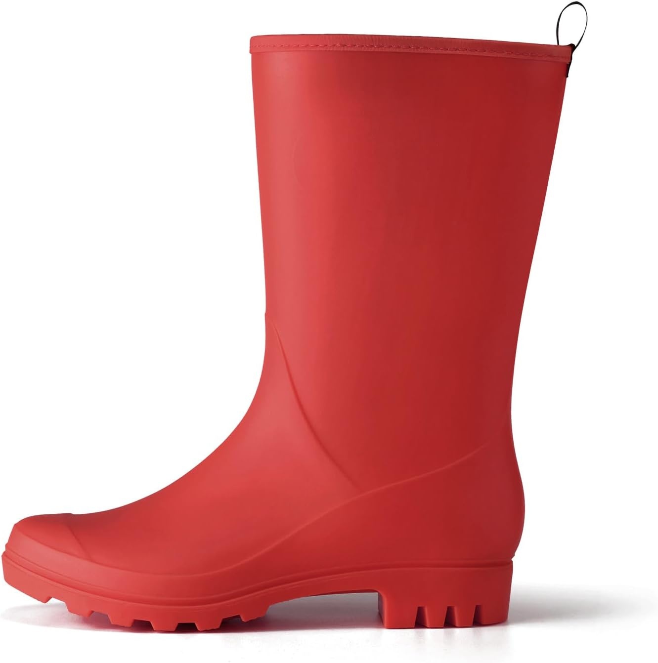 image:imageHISEA Women Rubber Boots Wide Calf Rain Boots Matte Surface Waterproof PVC Rubber Rain Boot Mid Height Rain Shoes for Outdoor Gardening Work WalkingRed