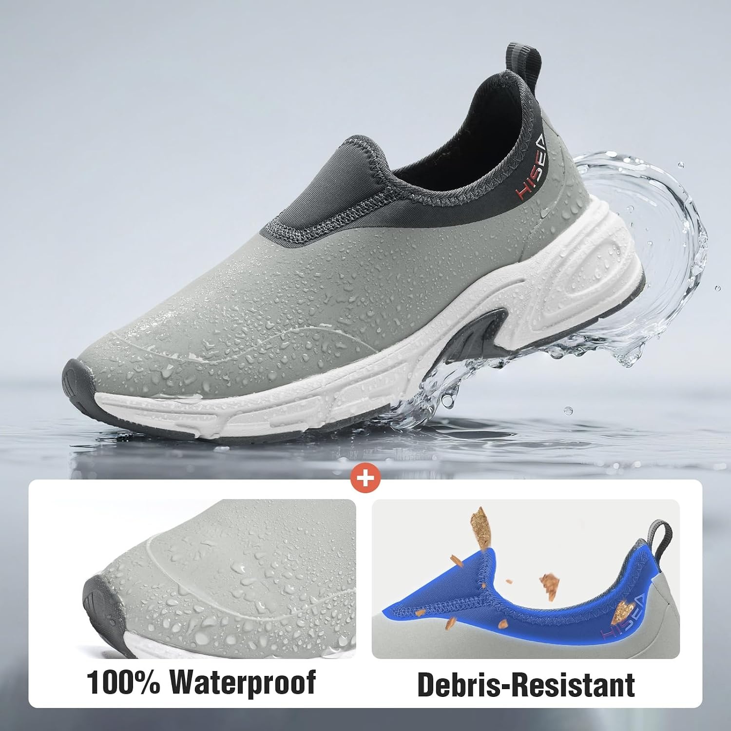 image:imageHISEA Womens Ankle Rain Shoes Neoprene Waterproof Garden Shoes for Women Fashion Walking ShoeGrey