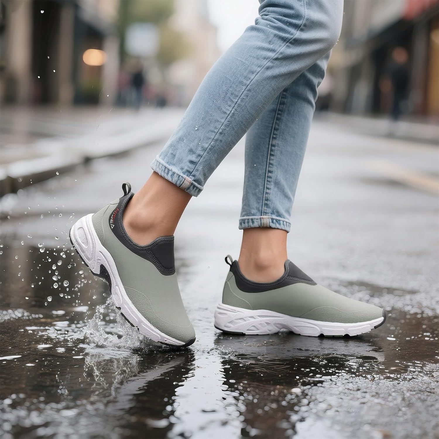image:imageHISEA Womens Ankle Rain Shoes Neoprene Waterproof Garden Shoes for Women Fashion Walking ShoeGrey