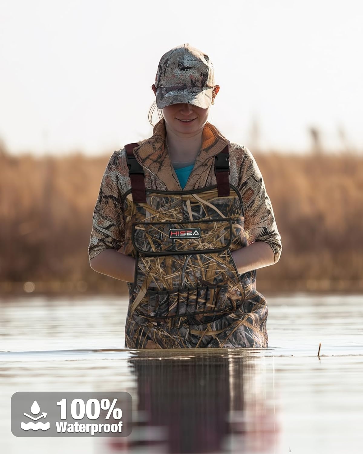 image:imageHISEA Womens Chest Waders 45mm Neoprene Leopard Hunting Wader for Women with Insulated Boots Waterproof Fishing WadersNext Camo