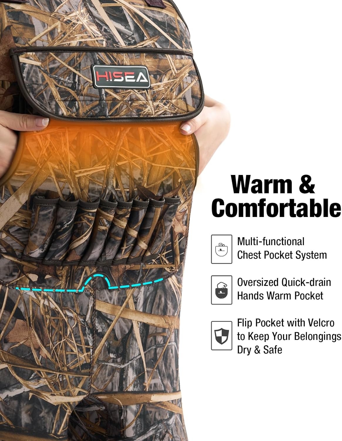 image:imageHISEA Womens Chest Waders 45mm Neoprene Leopard Hunting Wader for Women with Insulated Boots Waterproof Fishing WadersNext Camo