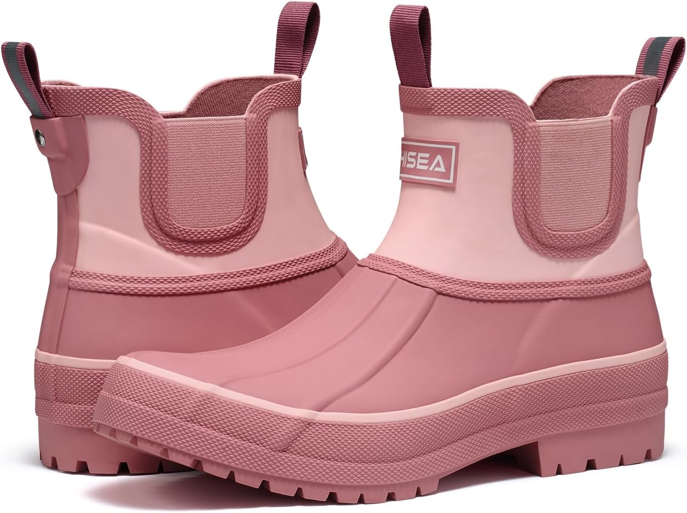 image:imageHISEA Womens Duck Chelsea Rain Boots Waterproof Short Garden Boot Outdoor Mud BootsHawthorn Red