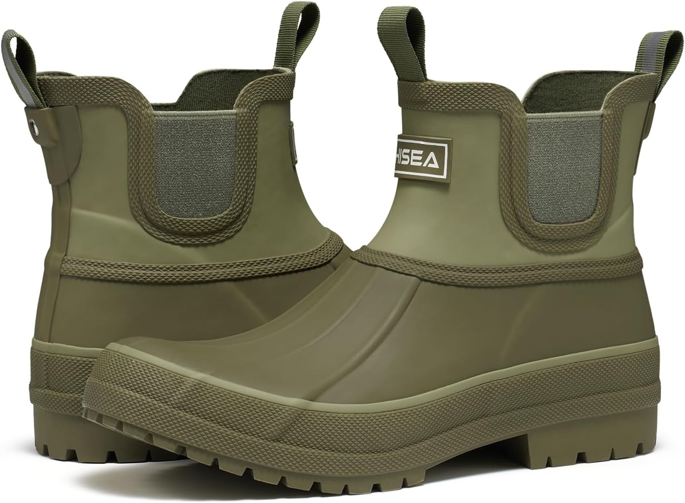 image:imageHISEA Womens Duck Chelsea Rain Boots Waterproof Short Garden Boot Outdoor Mud BootsOlive Green