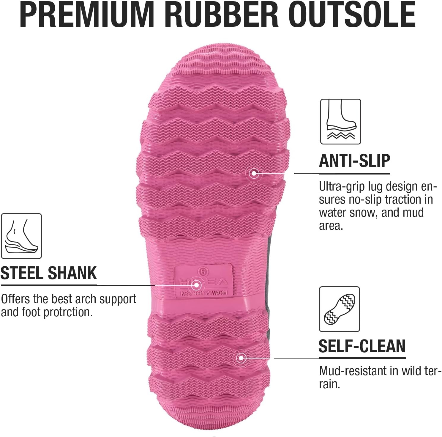 image:imageHISEA Womens Mid Calf Rain Boots Waterproof Rubber Boot for Garden Mud WorkingCamo