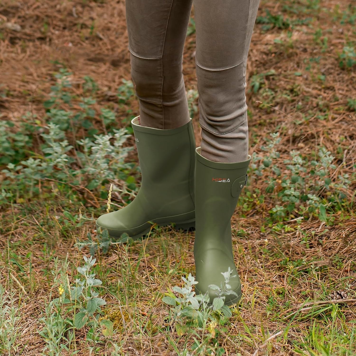 image:imageHISEA Womens Mid Calf Rubber Rain Boots Waterproof Wellington Garden Boots