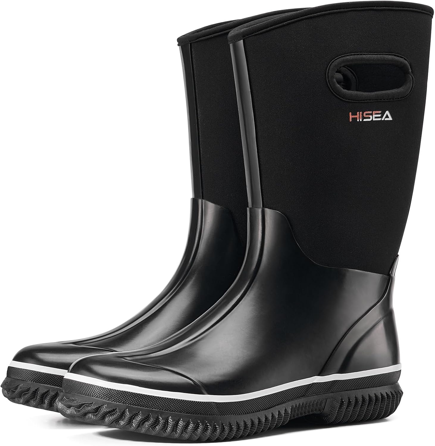 image:imageHISEA Womens Mud Rain Boots Waterproof Insulated Calf Fashion Garden Shoes for Ladies AntiSlip Tall Knee High booties 55mm Neoprene Rubber for Outdoor WorkBlack