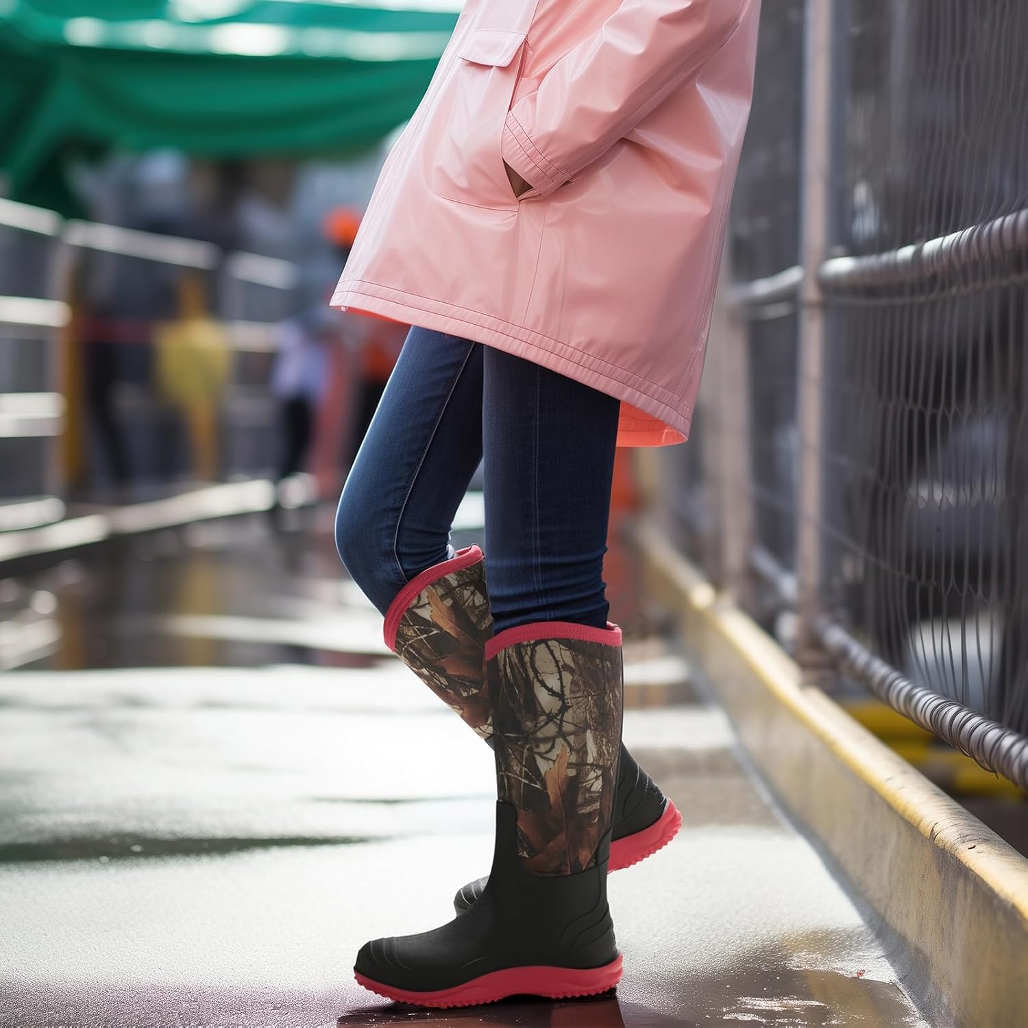 image:imageHISEA Womens Mud Rain Boots Waterproof Tall Garden Shoes Insulated Neoprene Rubber for Outdoor Activities Hunting Gardening Farming Muddy Yard Work Sizes US 611Camo