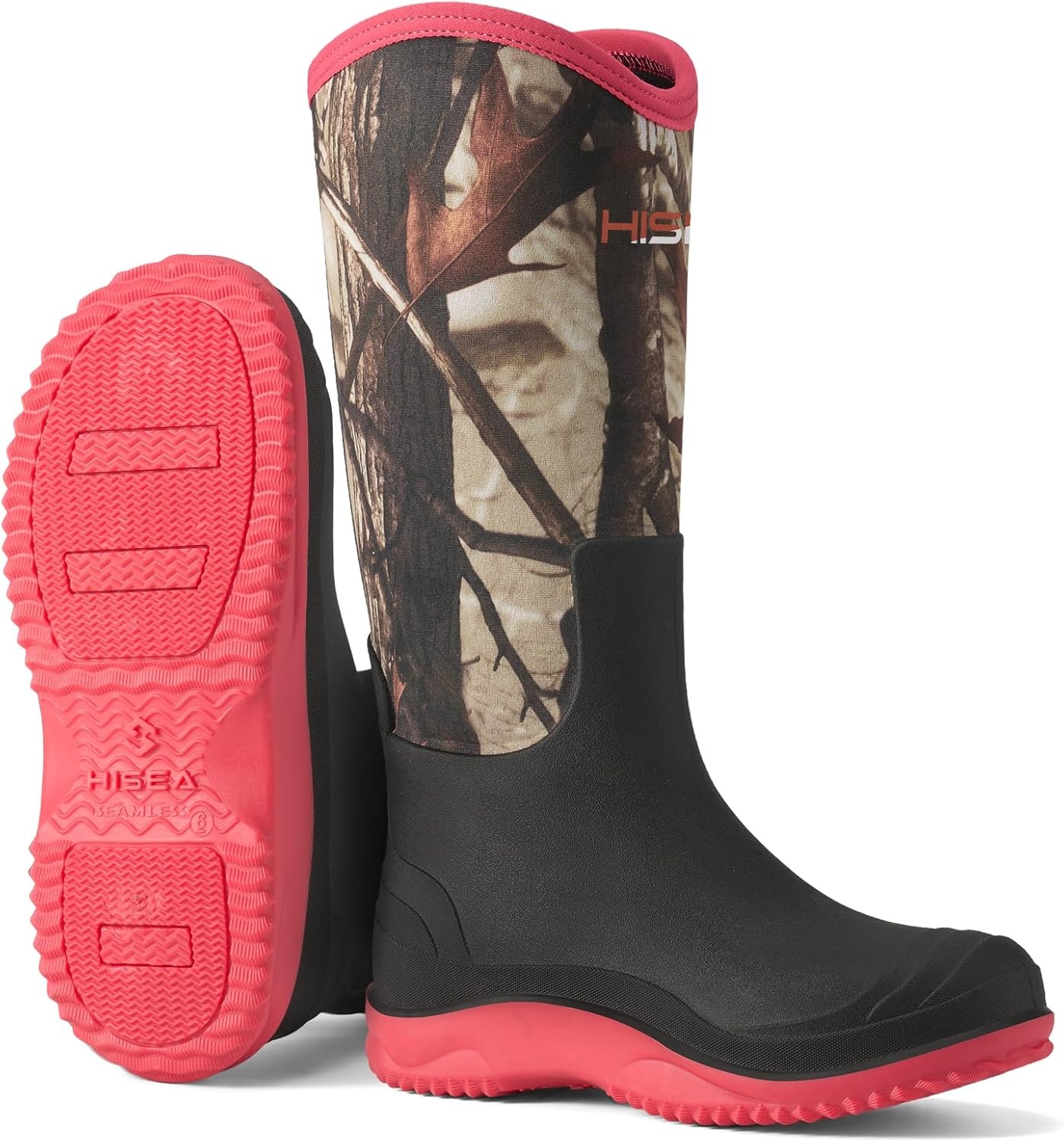 image:imageHISEA Womens Mud Rain Boots Waterproof Tall Garden Shoes Insulated Neoprene Rubber for Outdoor Activities Hunting Gardening Farming Muddy Yard Work Sizes US 611Camo