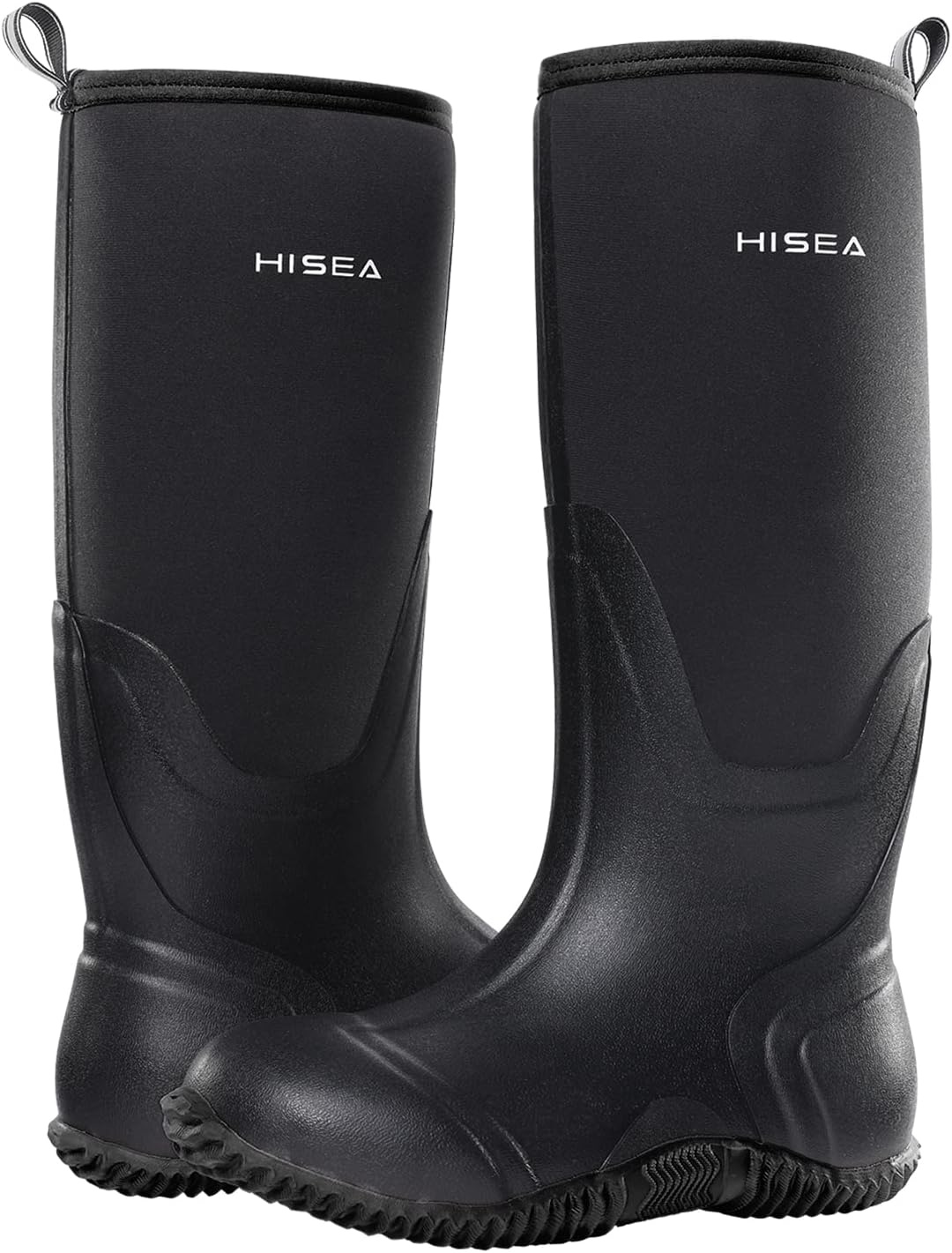 image:imageHISEA Womens Rain Boots Knee High Rubber Boots Waterproof Insulated Neoprene Mud Boots AntiSlip Outdoor Work Boots for Hunting Gardening Farming Yard Working Size 611Black