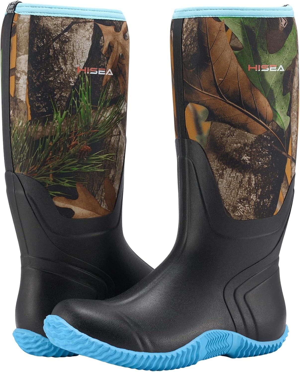 image:imageHISEA Womens Rain Boots Knee High Rubber Boots Waterproof Insulated Neoprene Mud Boots AntiSlip Outdoor Work Boots for Hunting Gardening Farming Yard Working Size 611Blue Camo