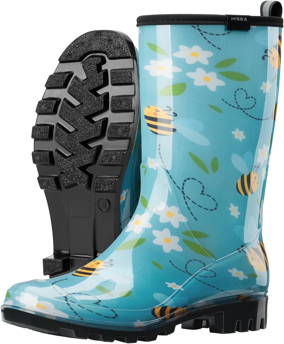 image:imageHISEA Womens Rain Boots Waterproof Mid Calf Garden Boots for WomenBlue Bee