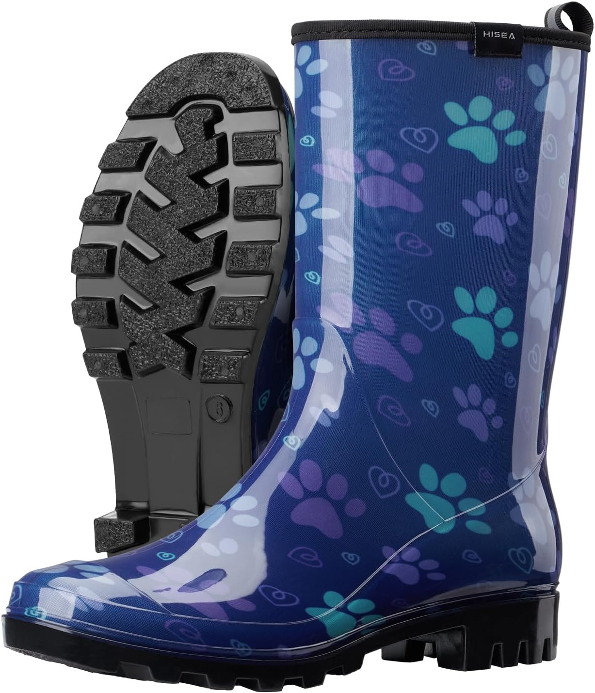 image:imageHISEA Womens Rain Boots Waterproof Mid Calf Garden Boots for WomenBlue Claw