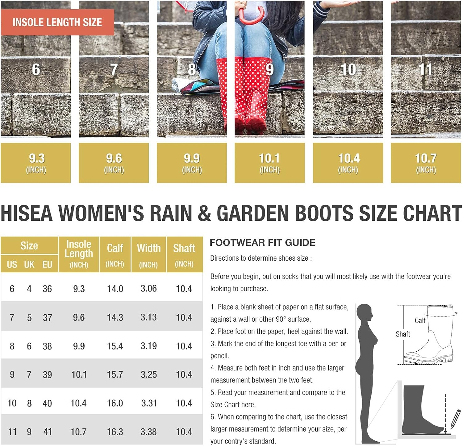 image:imageHISEA Womens Rain Boots Waterproof Mid Calf Garden Boots for WomenChickens Yellow