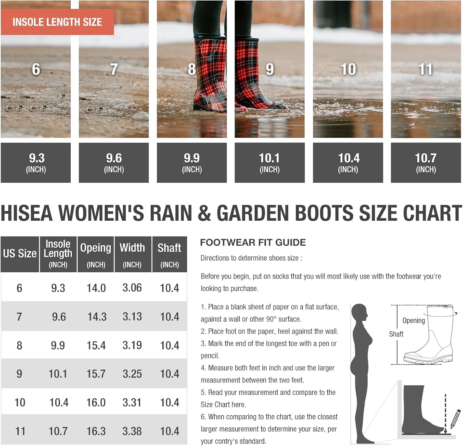 image:imageHISEA Womens Rain Boots Waterproof Mid Calf Garden Boots for WomenColorful Flower