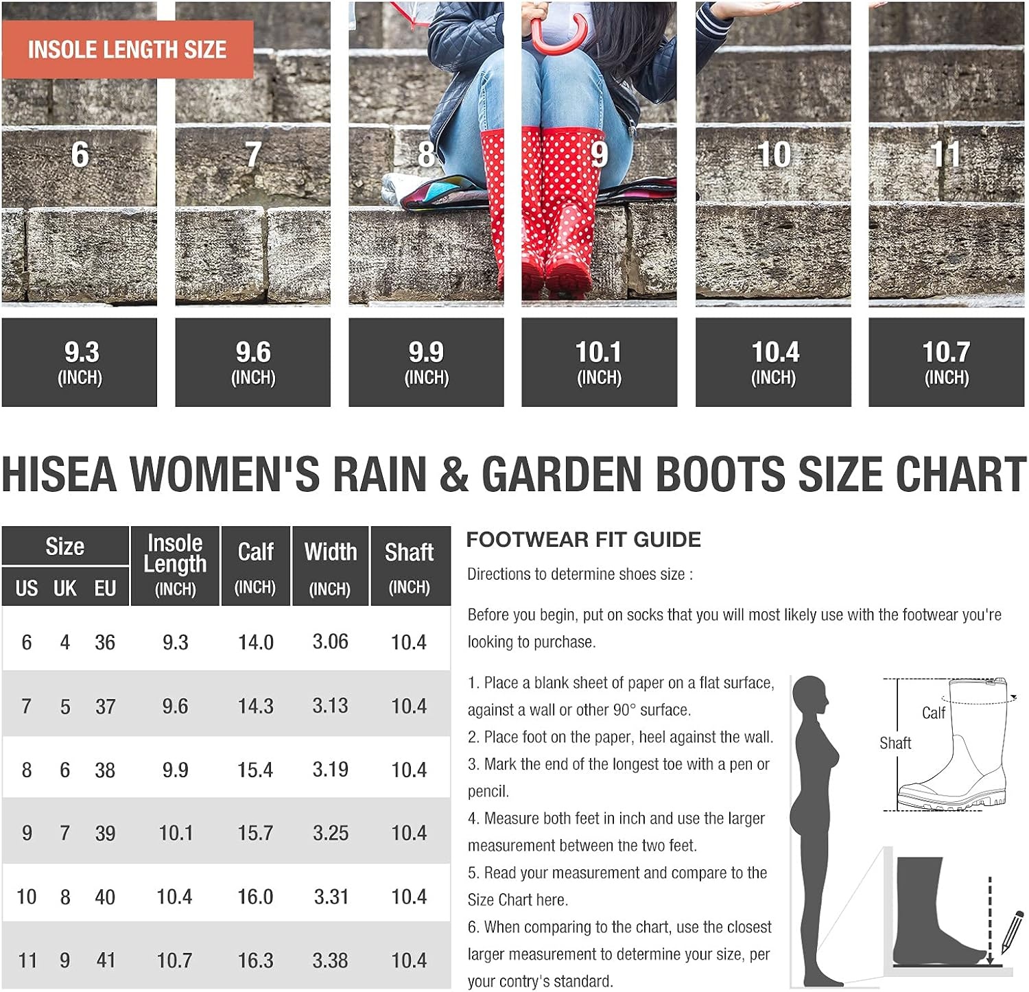 image:imageHISEA Womens Rain Boots Waterproof Mid Calf Garden Boots for WomenFloral Navy