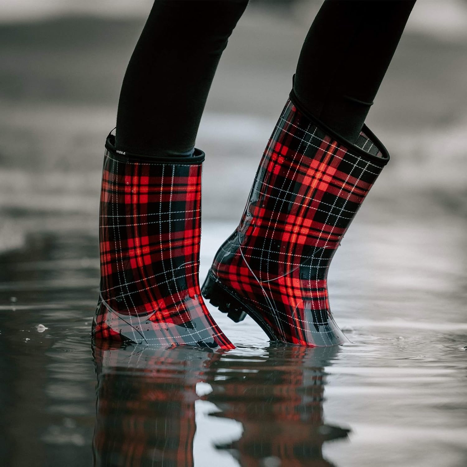 image:imageHISEA Womens Rain Boots Waterproof Mid Calf Garden Boots for WomenFloral Navy