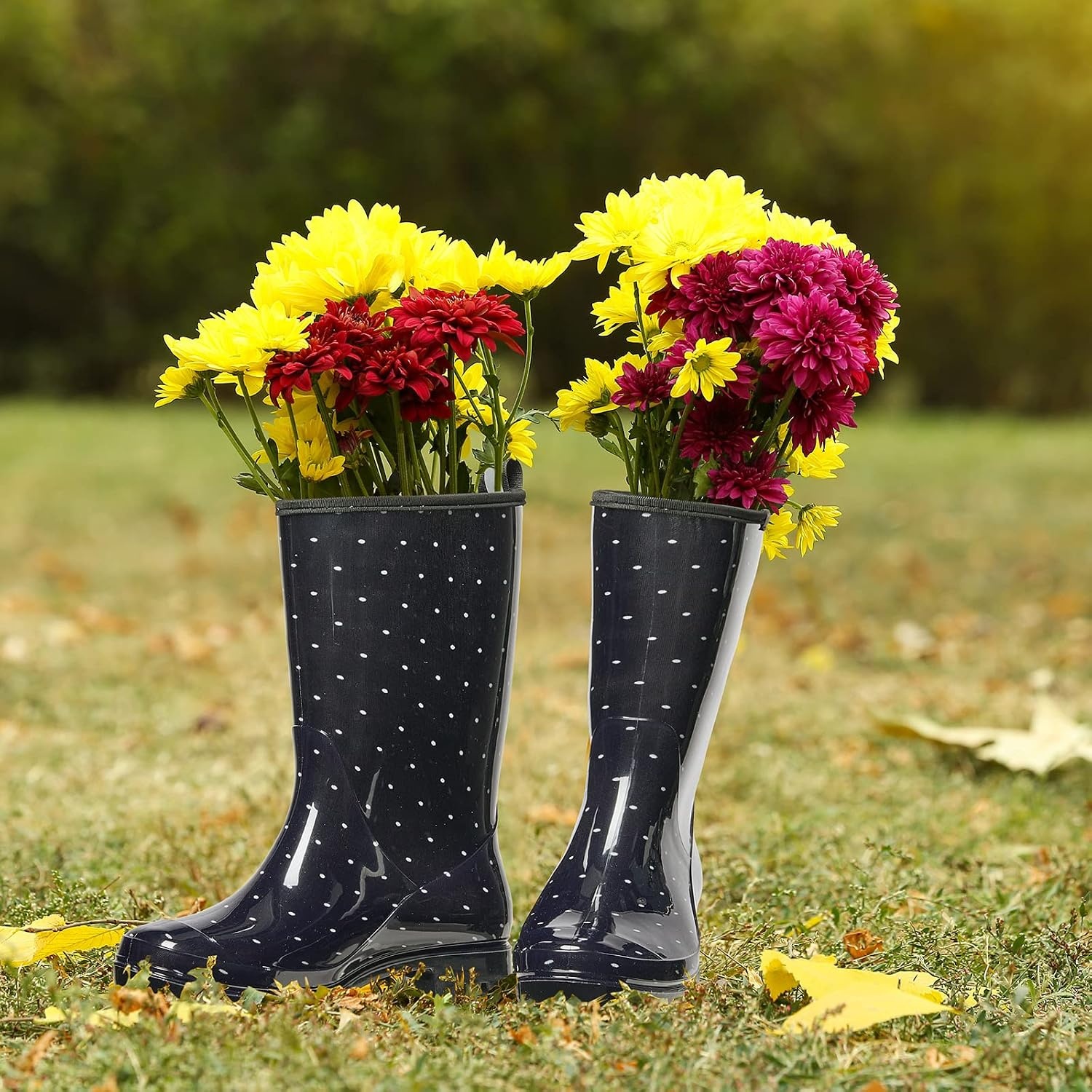 image:imageHISEA Womens Rain Boots Waterproof Mid Calf Garden Boots for WomenPolka Dot