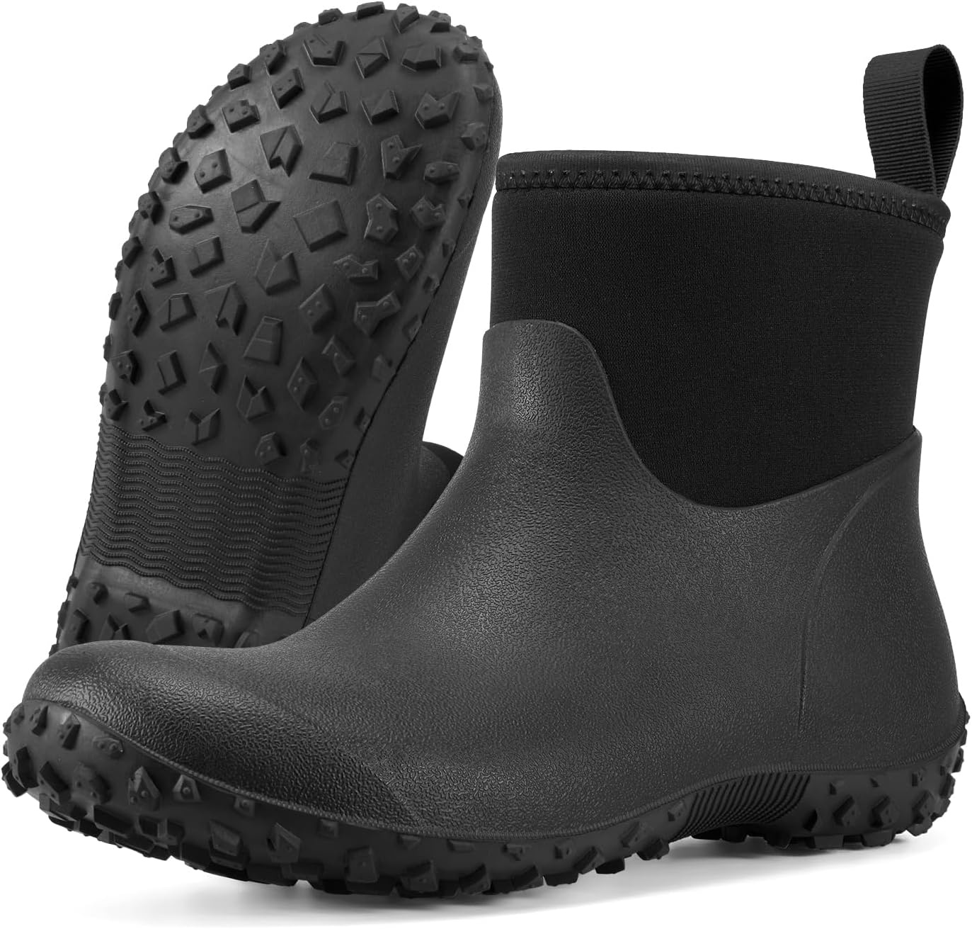 image:imageHISEA Womens Rubber Boots Waterproof Ankle Rain Boots Insulated Neoprene Mud Boots AntiSlip Outdoor Work Shoes for Hunting Gardening Farming Yard WorkingBlack