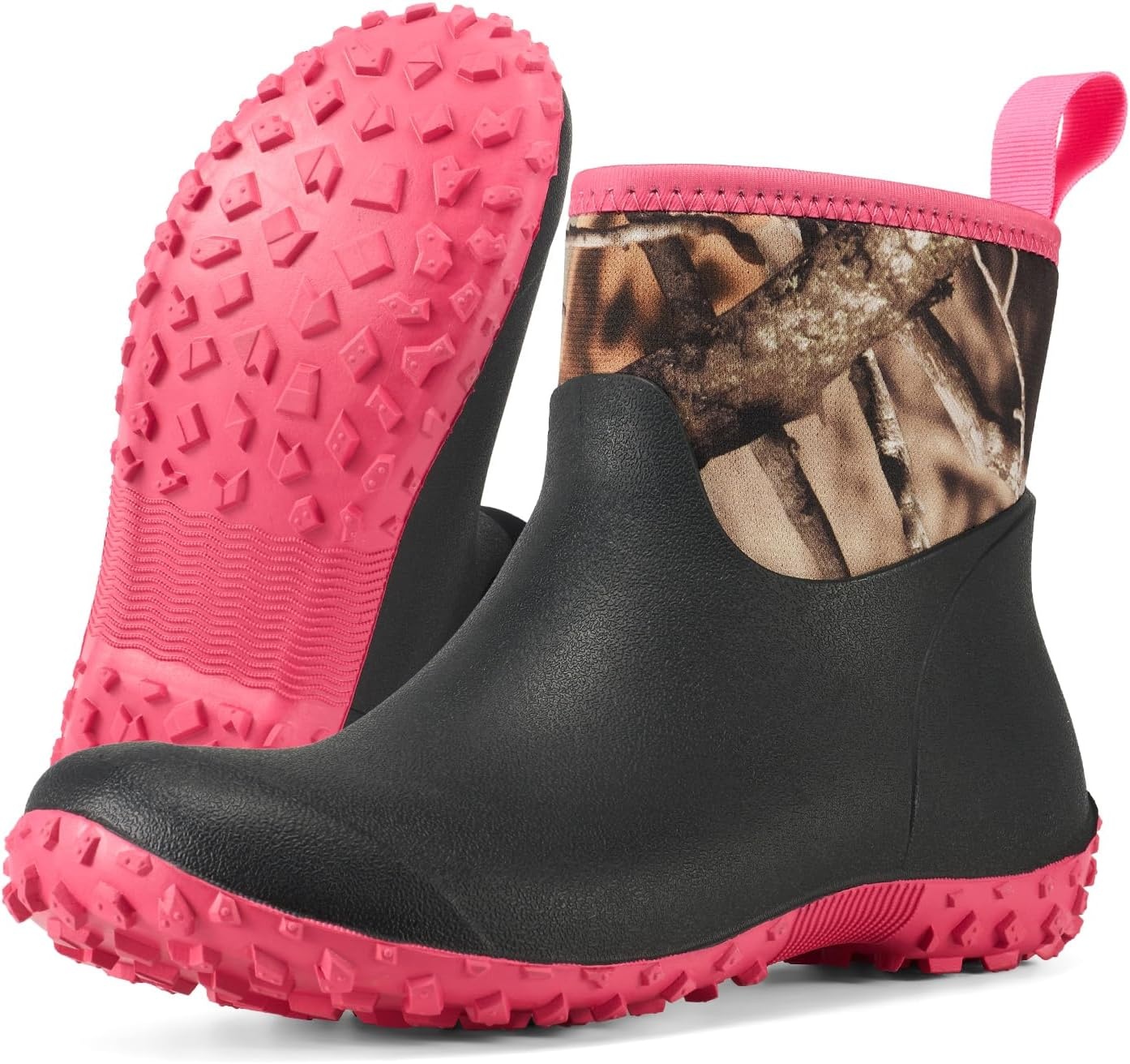 image:imageHISEA Womens Rubber Boots Waterproof Ankle Rain Boots Insulated Neoprene Mud Boots AntiSlip Outdoor Work Shoes for Hunting Gardening Farming Yard WorkingCamo