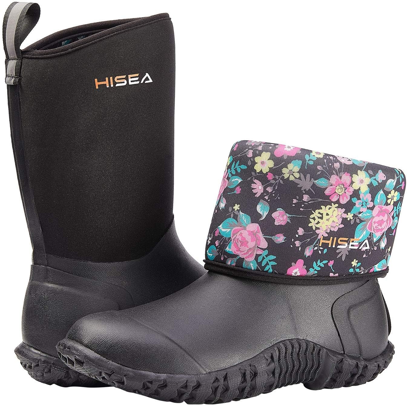 image:imageHISEA Womens Rubber Garden Boots Waterproof Insulated Yard Gardening Shoes Mid Height for Mud Working OutdoorBlack