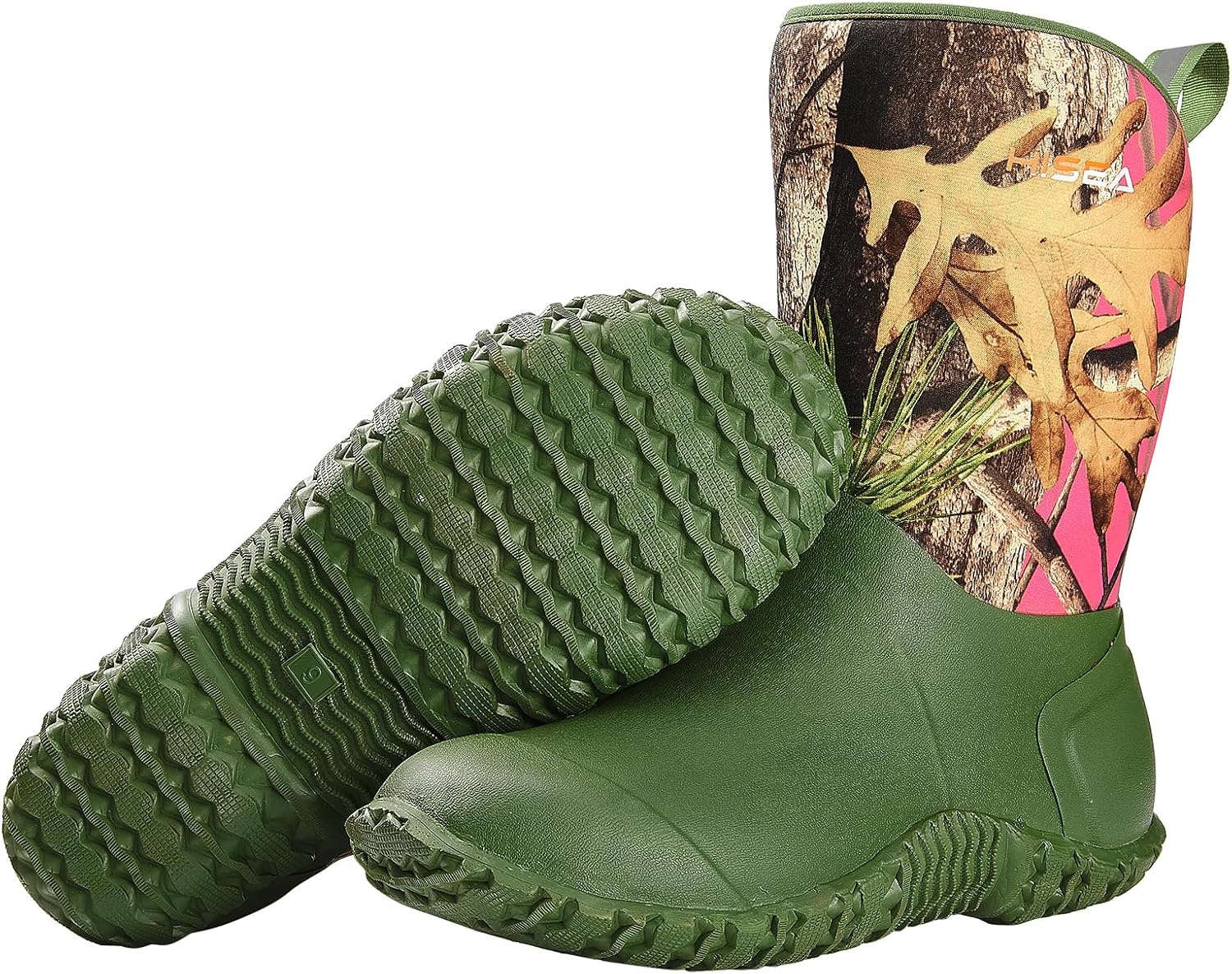 image:imageHISEA Womens Rubber Garden Boots Waterproof Insulated Yard Gardening Shoes Mid Height for Mud Working OutdoorGreen