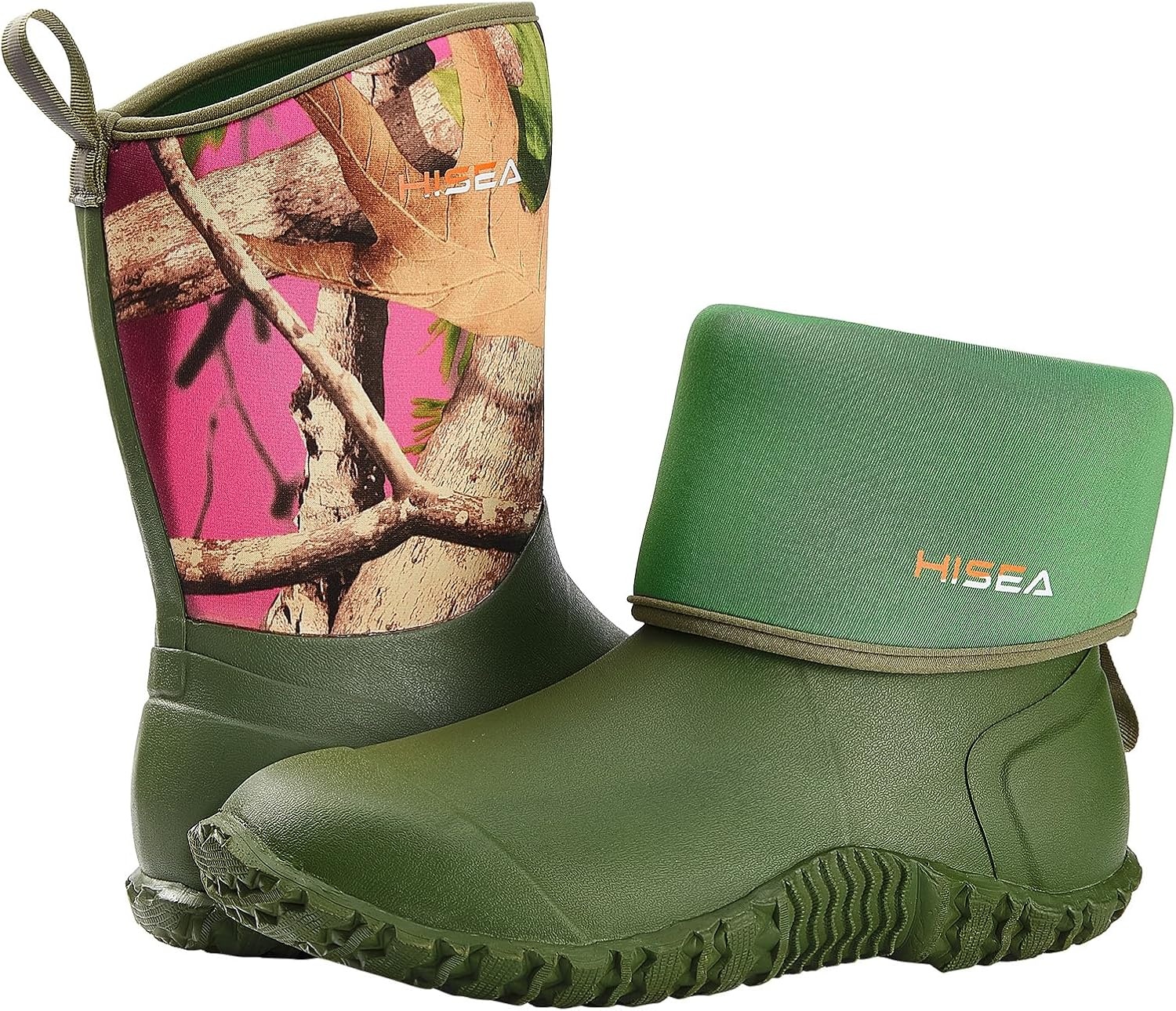 image:imageHISEA Womens Rubber Garden Boots Waterproof Insulated Yard Gardening Shoes Mid Height for Mud Working OutdoorGreen