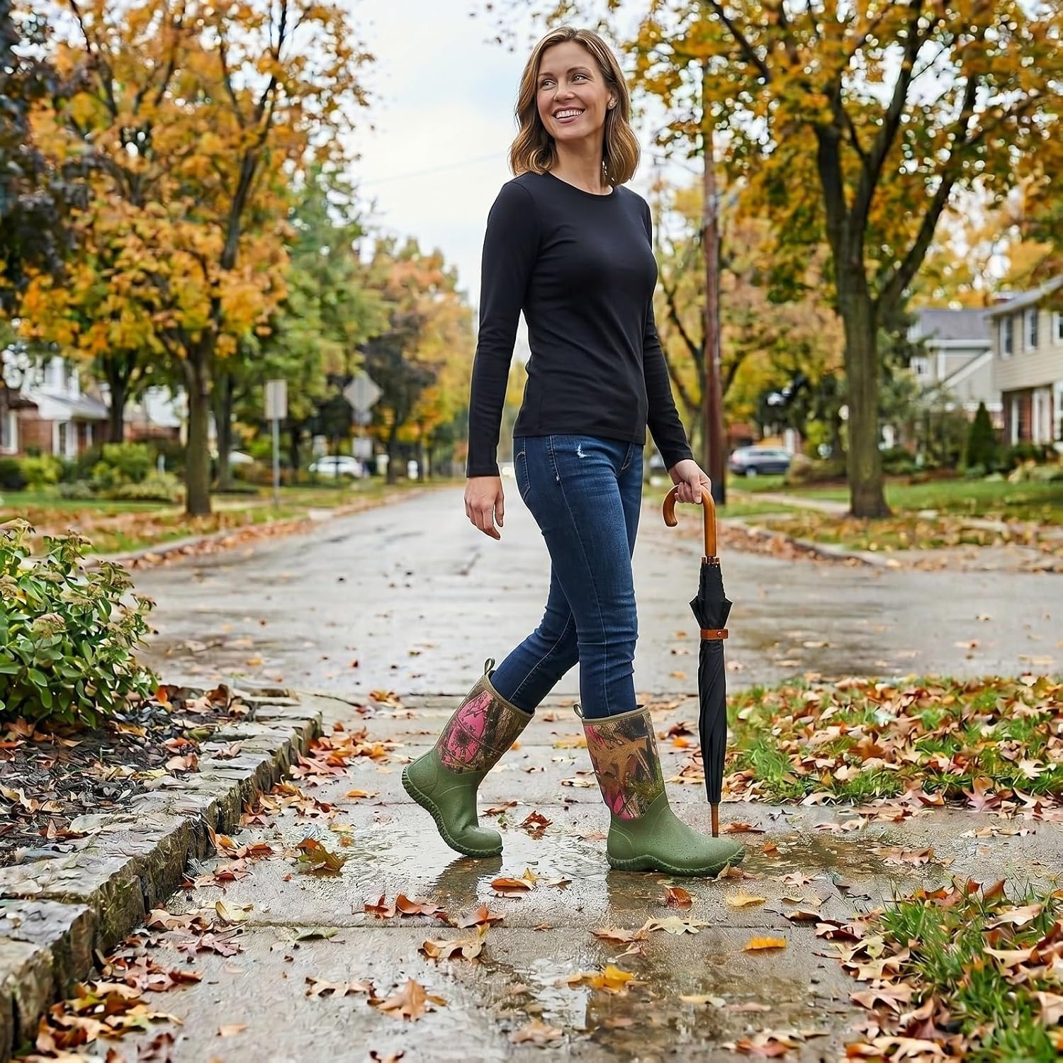 image:imageHISEA Womens Rubber Garden Boots Waterproof Insulated Yard Gardening Shoes Mid Height for Mud Working OutdoorGreen