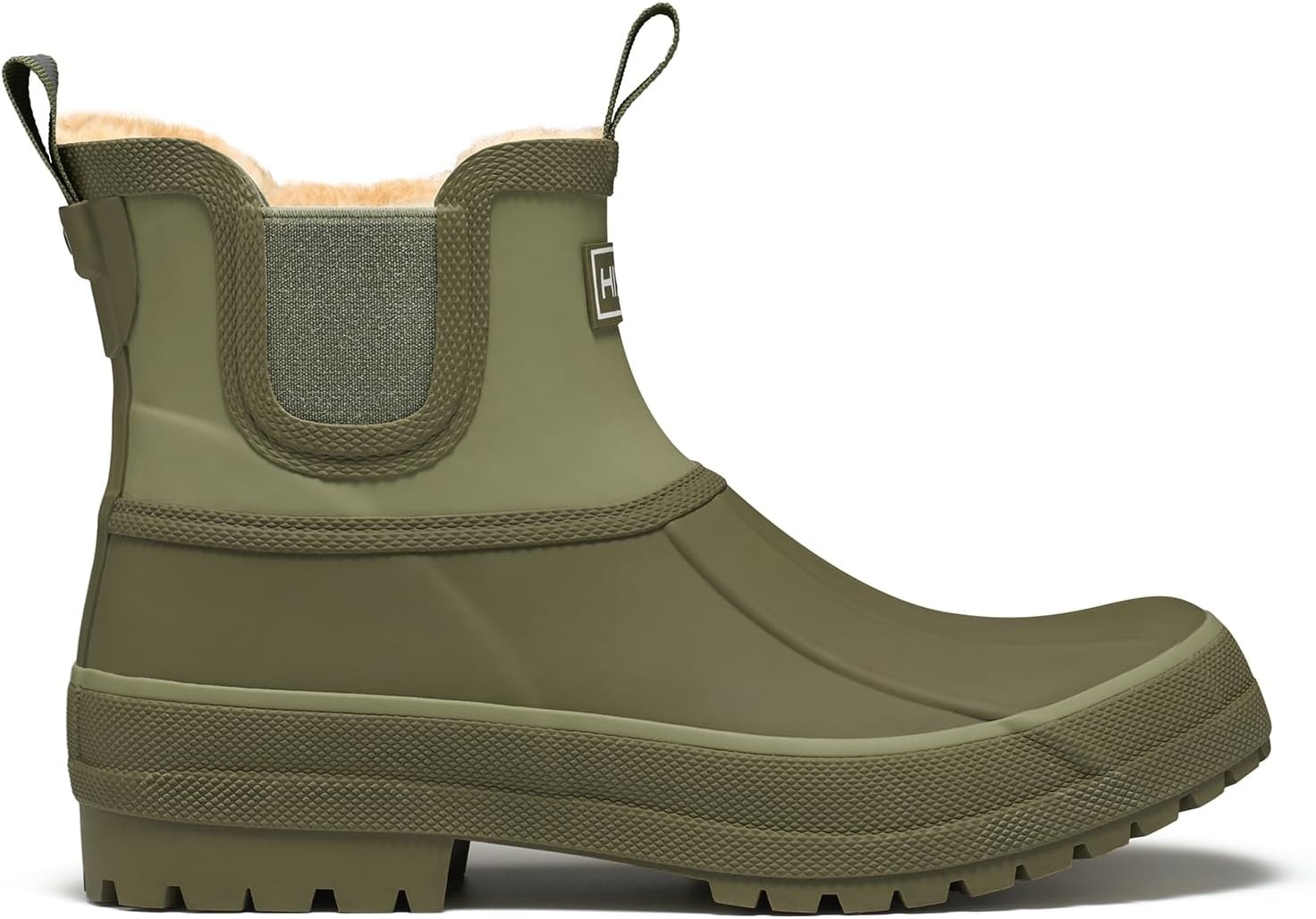 image:imageHISEA Womens Saltwater Winter Rain Boots Waterproof Duck Chelsea Lined Outdoor Garden BootOlive Green