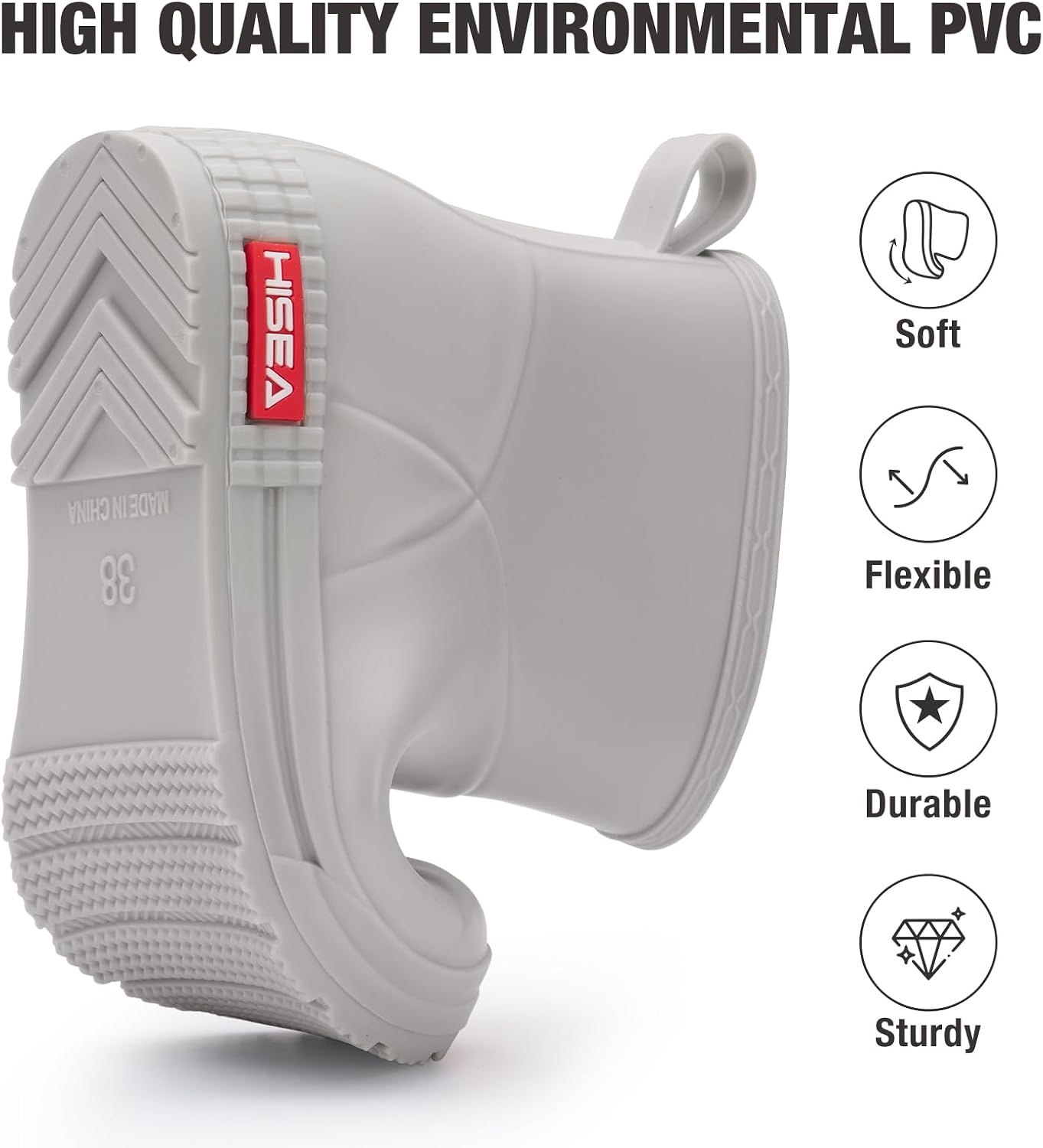 image:imageHISEA Womens Short Chelsea Boots Ankle Rubber Rain Boots for Garden WaterproofGrey