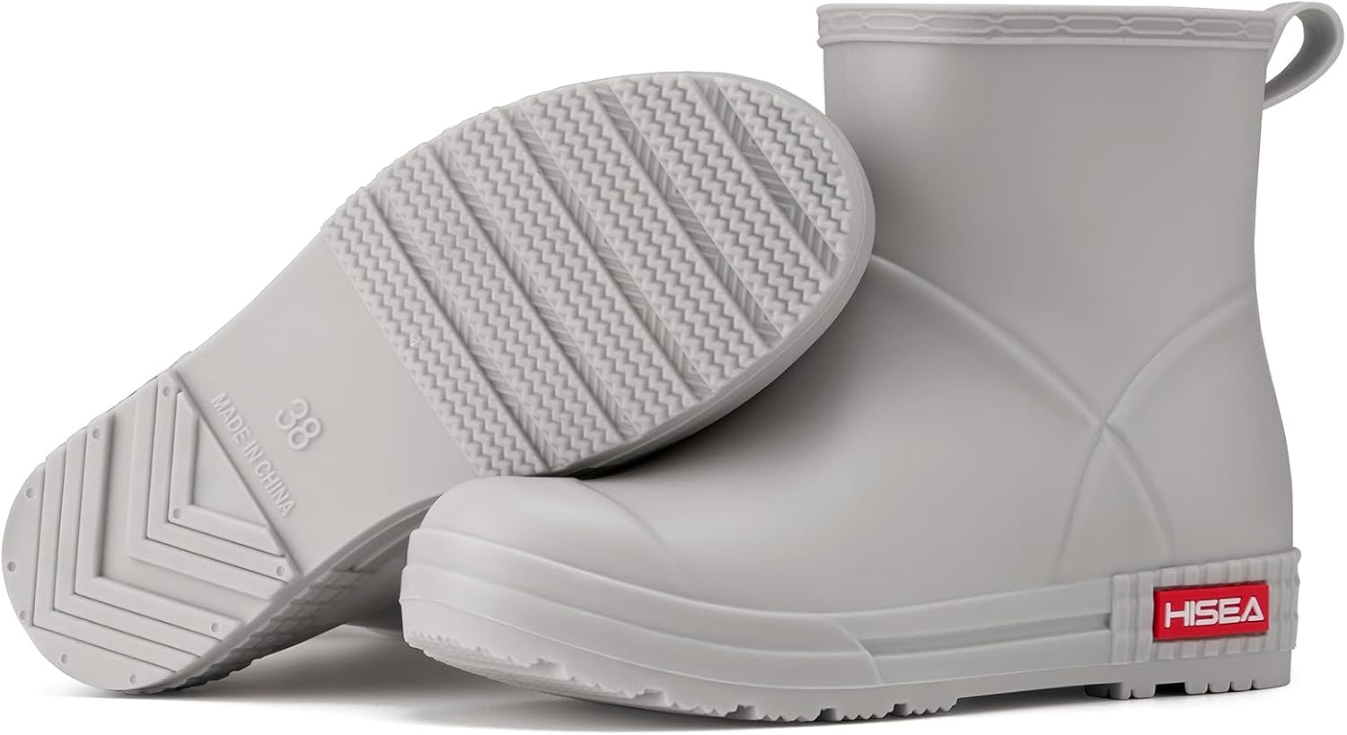 image:imageHISEA Womens Short Chelsea Boots Ankle Rubber Rain Boots for Garden WaterproofGrey