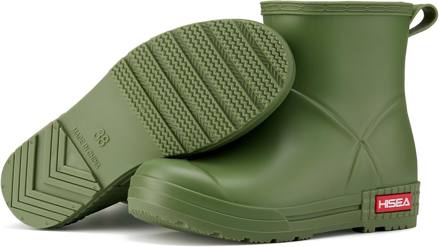 image:imageHISEA Womens Short Chelsea Boots Ankle Rubber Rain Boots for Garden WaterproofLight Green