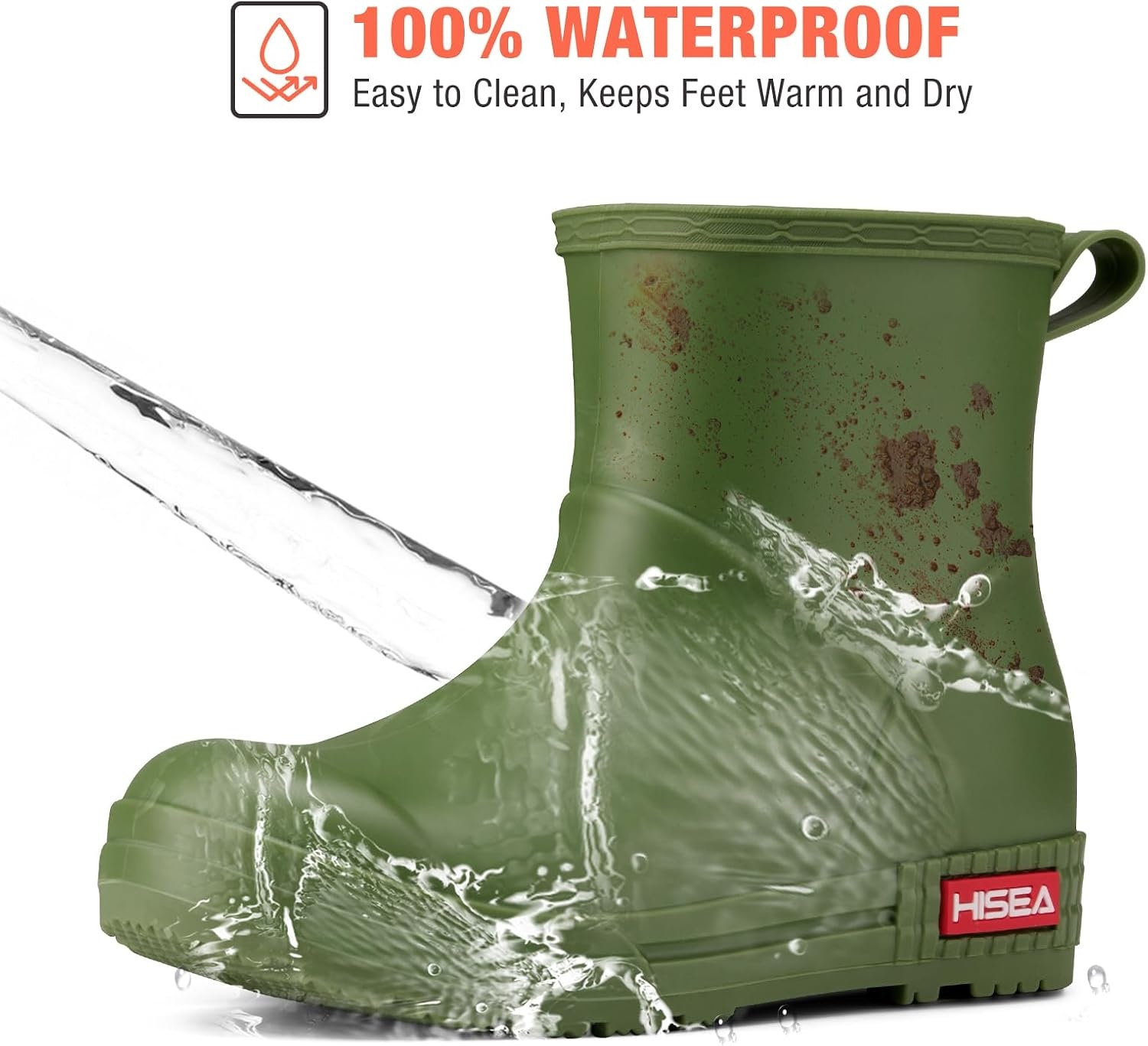 image:imageHISEA Womens Short Chelsea Boots Ankle Rubber Rain Boots for Garden WaterproofLight Green