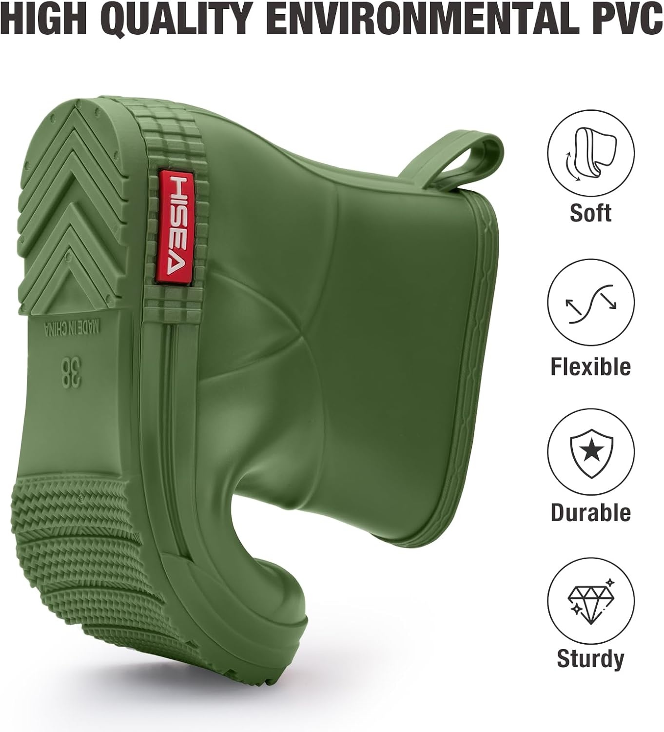 image:imageHISEA Womens Short Chelsea Boots Ankle Rubber Rain Boots for Garden WaterproofLight Green