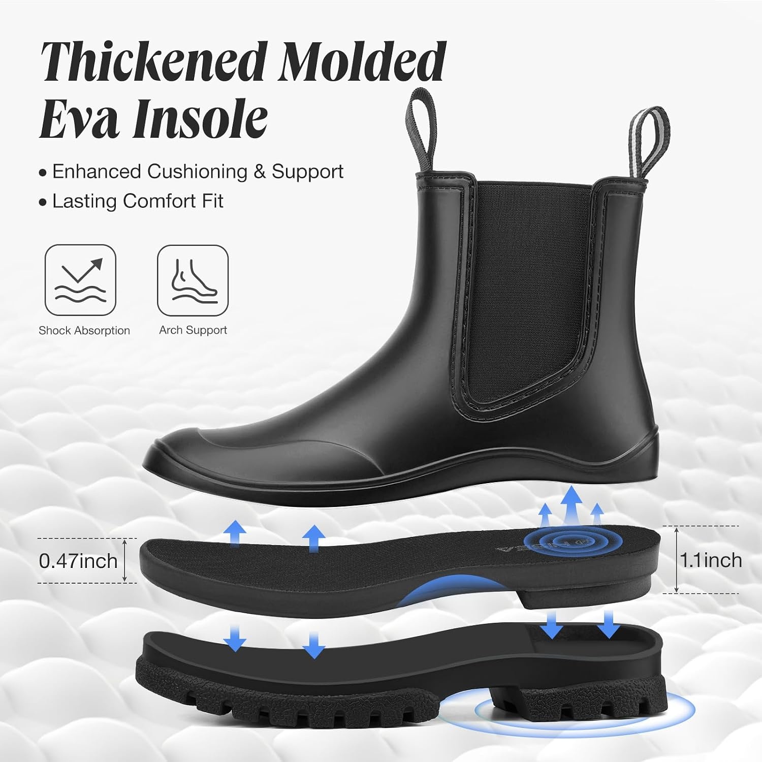 image:imageHISEA Womens Short Rain Boots Lightweight Waterproof Chelsea Garden Shoes SlipOn Ankle Booties for Farming Yard amp Mud NonSlip Outdoor Working ShoesBlack