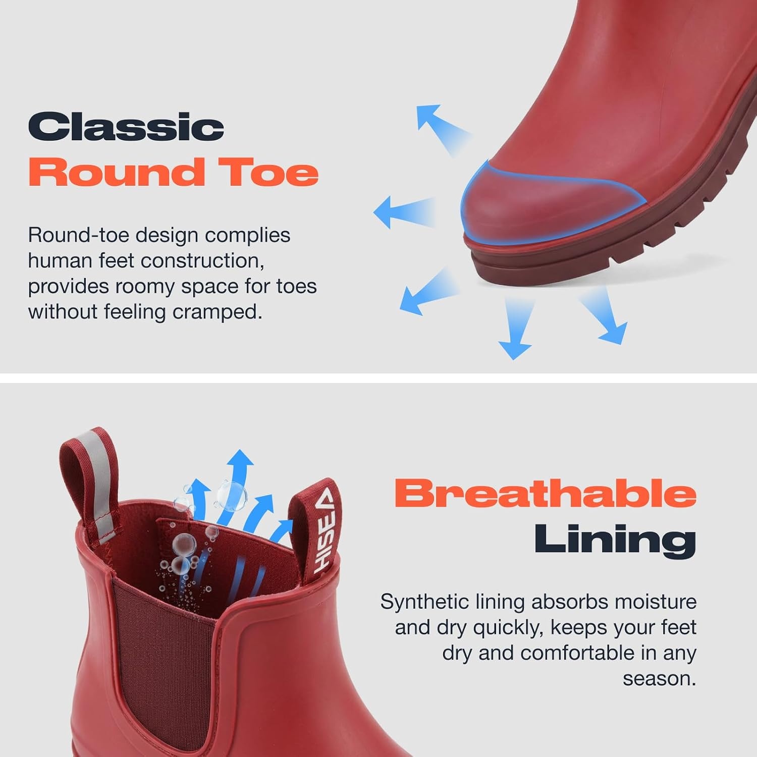 image:imageHISEA Womens Short Rain Boots Waterproof Chelsea Boots Fashion Ankle Rubber Garden Shoes NonSlip Matte PVC Rainboots Lightweight Outdoor Work Booties for Gardening Farming WalkingBurgundy Red