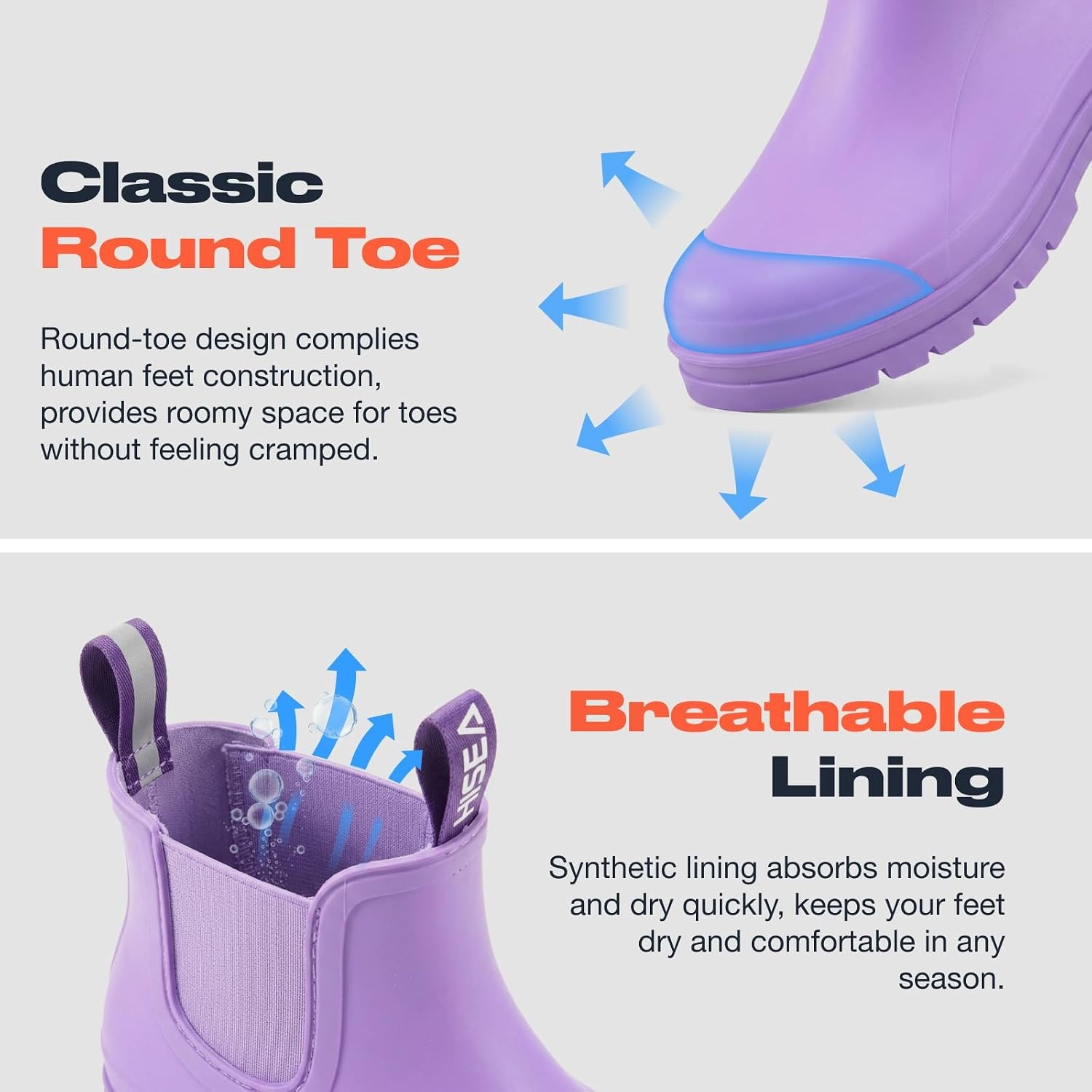 image:imageHISEA Womens Short Rain Boots Waterproof Chelsea Boots Fashion Ankle Rubber Garden Shoes NonSlip Matte PVC Rainboots Lightweight Outdoor Work Booties for Gardening Farming WalkingLavender Violet