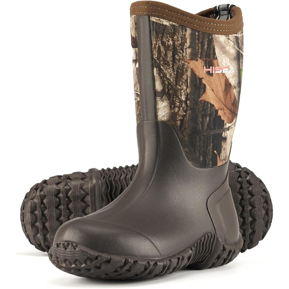 image:imageHISEA Kids Rain Boots Waterproof Neoprene Rubber Mud Boots Youth Rainboots Mid Calf Rain Shoes for Toddlers Kid Children Boys amp GirlsCamo