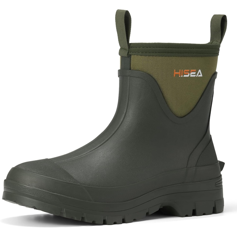 image:imageHISEA Mens Mud Boots Short Garden Shoes Ankle Hight Waterproof Neoprene Rubber Rain BootsGreen