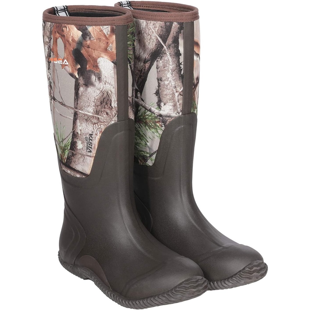 image:imageHISEA Mens Rain Boots Waterproof Durable Insulated Rubber Boots for Men 5 mm Neoprene Outdoor Mud Fishing Hunting Boots for MultiSeason Black Camo amp BrownCamo