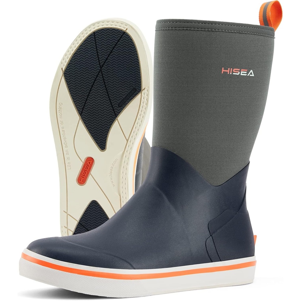 image:imageHISEA Mens Rubber Rain Boots Waterproof Garden Fishing Outdoor Deck BootsBlue