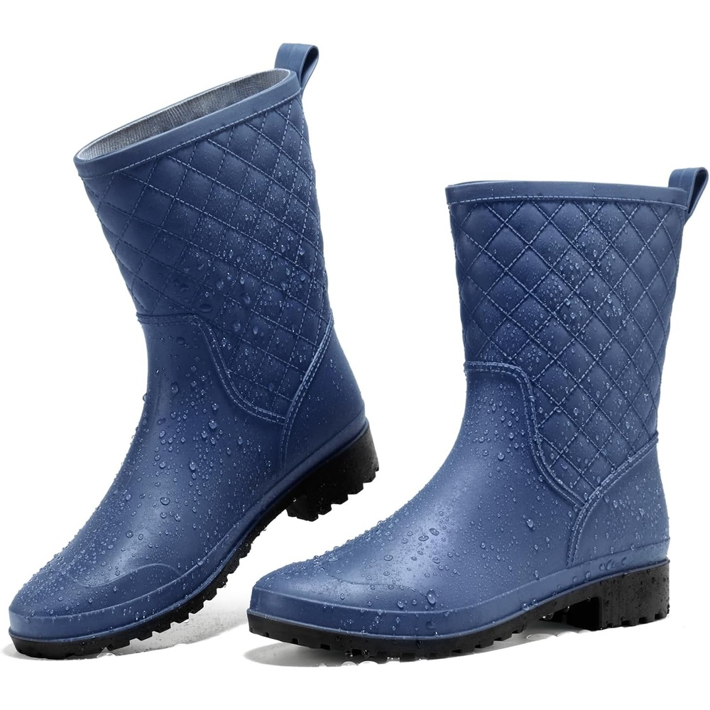 image:imageHISEA Rain Boots for Women Lightweight Fashion Rubber Boots Mid Height Waterproof Garden Shoes Womens Rain FootwearNavy