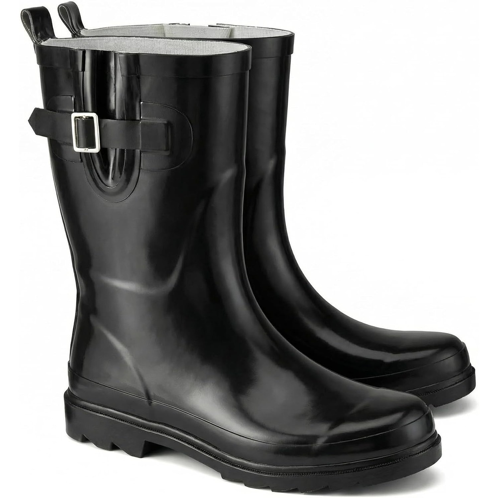 image:imageHISEA Rubber MidCalf Rain Boots for Women Waterproof Insulated AntiSlip Mud Boots Cute Fashion Chelsea Garden Boots For AdultBlack