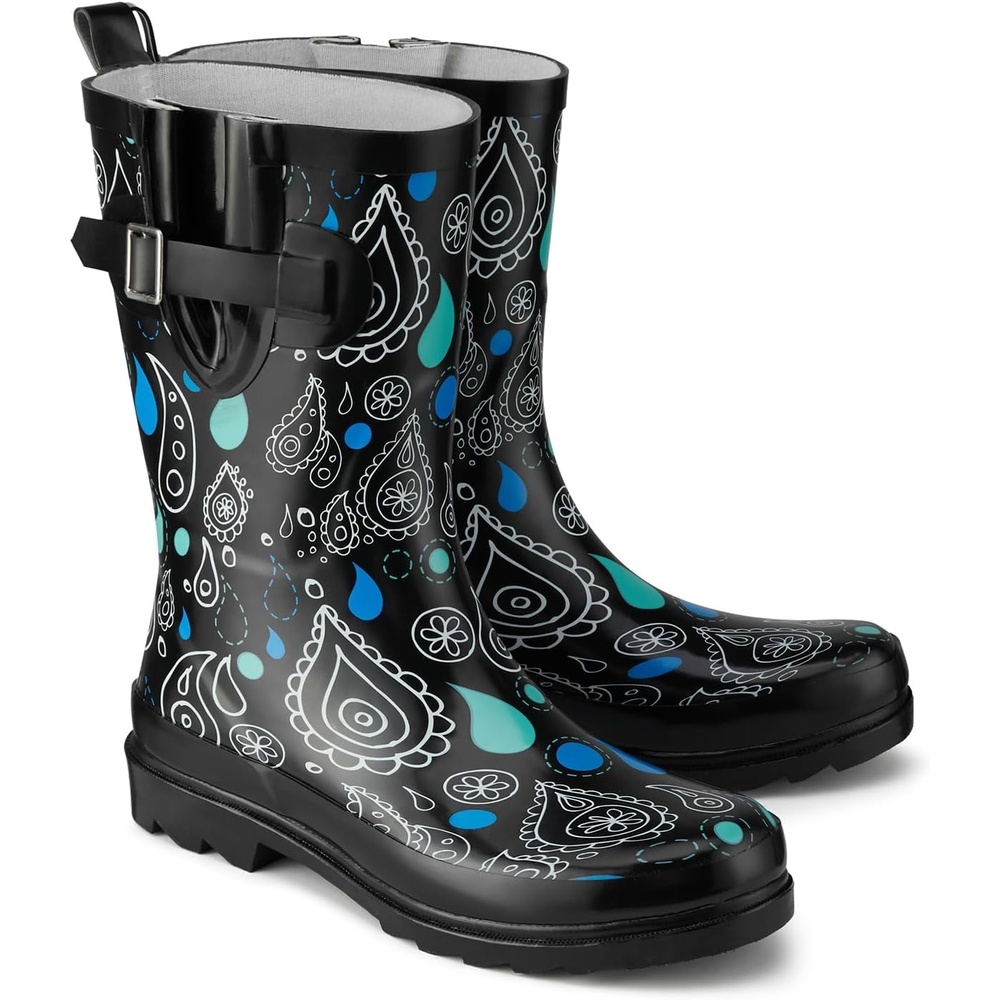 image:imageHISEA Rubber MidCalf Rain Boots for Women Waterproof Insulated AntiSlip Mud Boots Cute Fashion Chelsea Garden Boots For AdultClassic Paisley