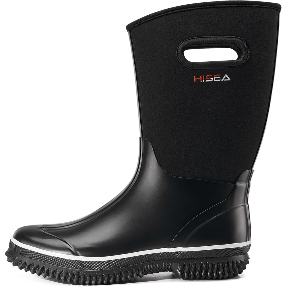 image:imageHISEA Womens Mud Rain Boots Waterproof Insulated Calf Fashion Garden Shoes for Ladies AntiSlip Tall Knee High booties 55mm Neoprene Rubber for Outdoor WorkBlack