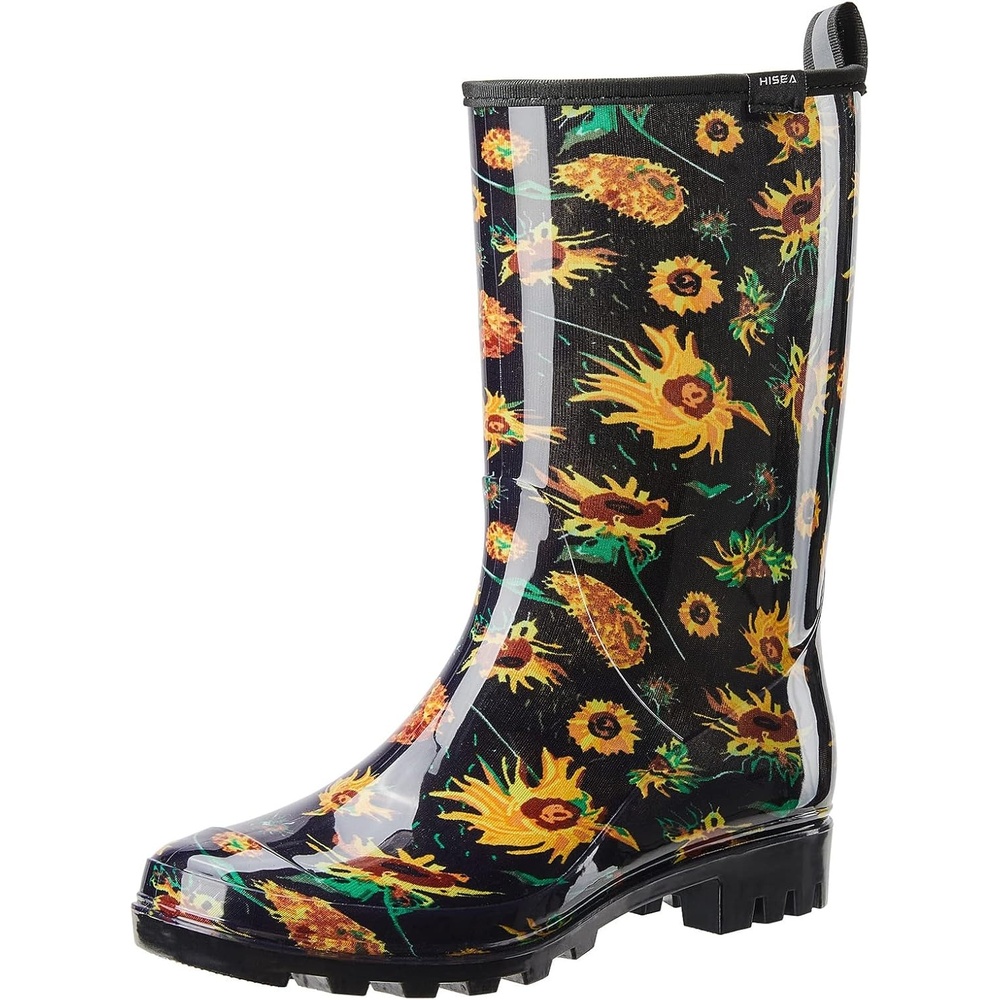 image:imageHISEA Womens Rain Boots Waterproof Mid Calf Garden Boots for WomenSunflower