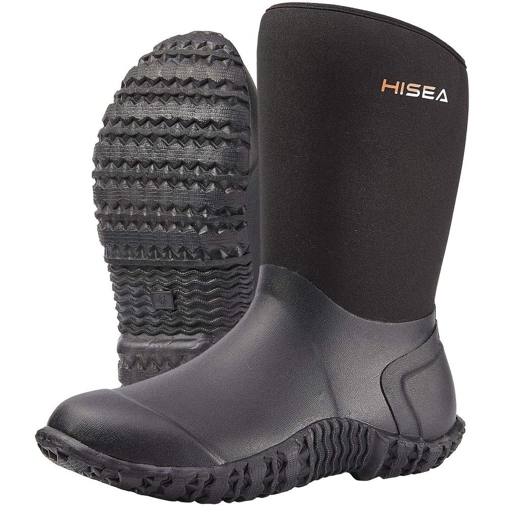 image:imageHISEA Womens Rubber Garden Boots Waterproof Insulated Yard Gardening Shoes Mid Height for Mud Working OutdoorBlack