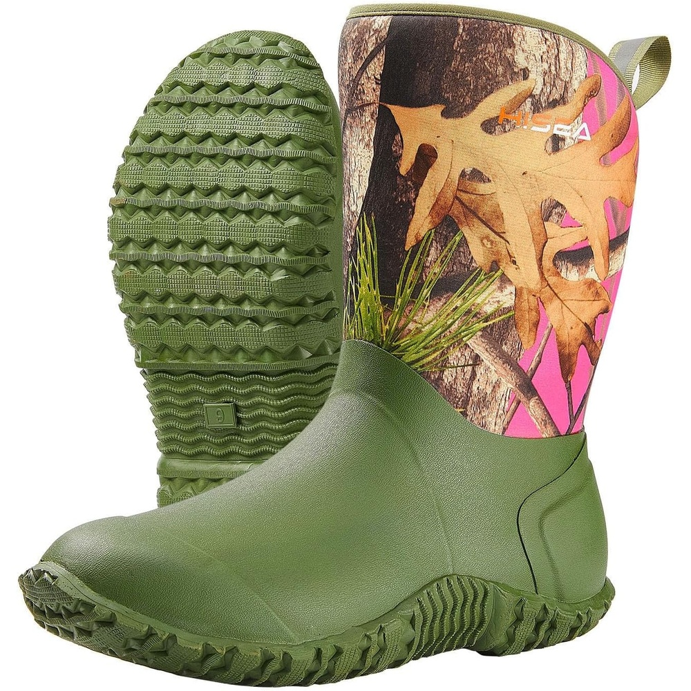image:imageHISEA Womens Rubber Garden Boots Waterproof Insulated Yard Gardening Shoes Mid Height for Mud Working OutdoorGreen